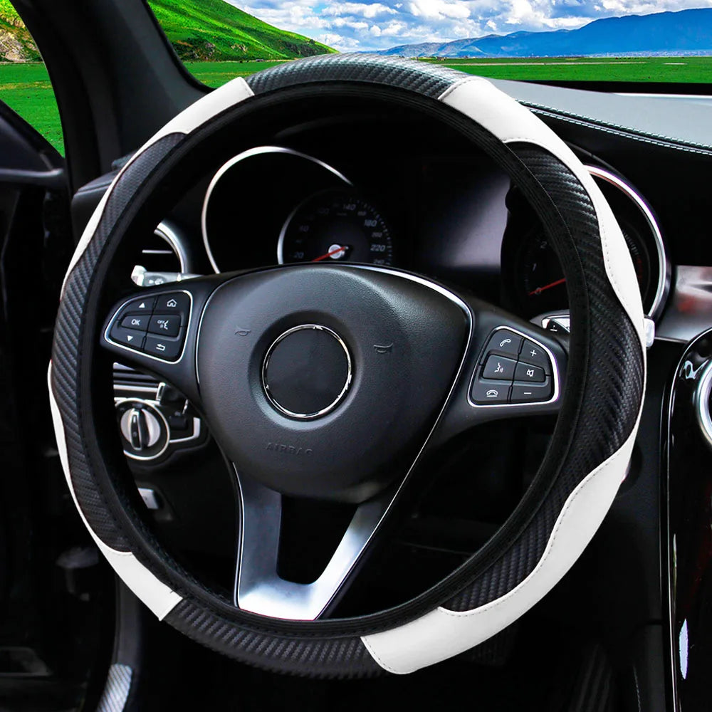 PU Carbon Fiber Steering Wheel Cover