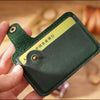 Vintage Leather Slim Card Holder with Snap Closure