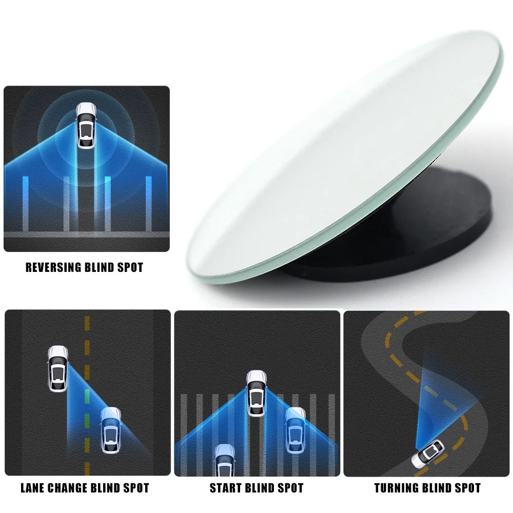 360° Rotatable Car Blind Spot Mirror – Wide Angle Auxiliary Rearview Safety Mirror