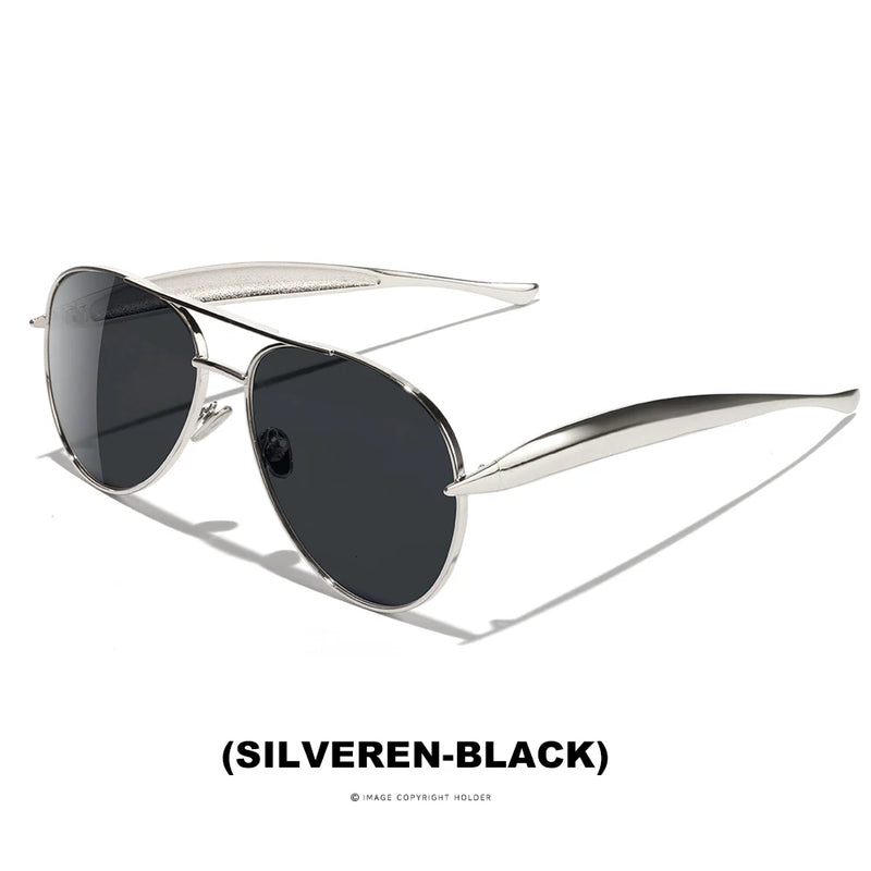 Oversized Aviator Sunglasses with Gradient Champagne Lenses