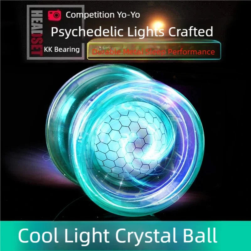A cool light crystal ball used in a yo-yo competition featuring psychedelic lights and KK bearing.