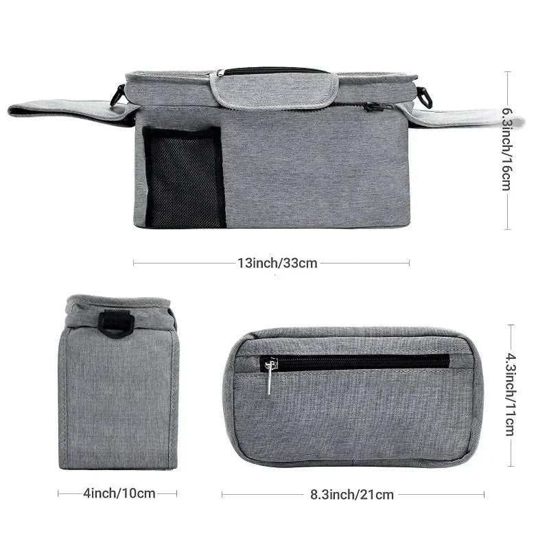 Universal Stroller Organizer with Insulated Cup Holders and Detachable Phone Bag
