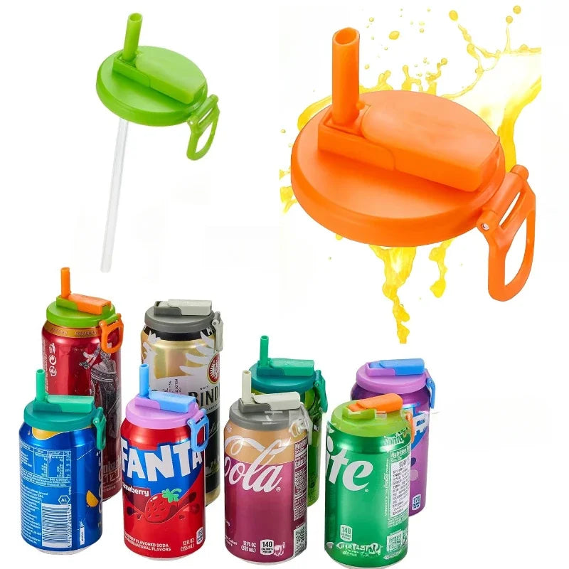 Reusable Silicone Soda Can Lid with Straw