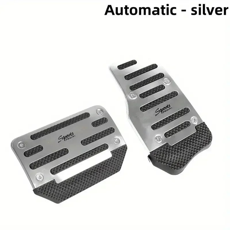 Automatic silver sports pedal covers for manual cars