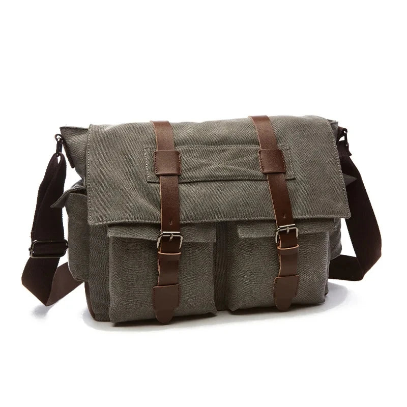 Vintage Canvas Messenger Bag for Men – Retro Crossbody Shoulder Bag