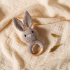 Handmade Crochet Bunny Rattle with Wooden Teether for Babies