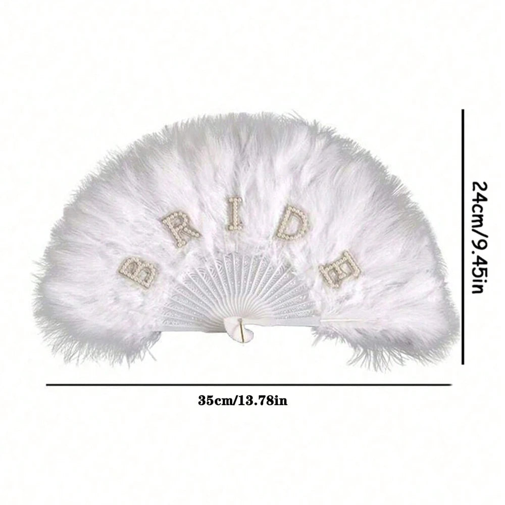 Elegant Vintage Feather Hand Fan for Weddings