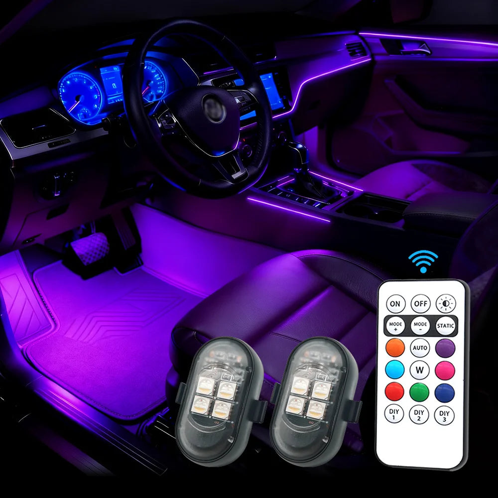 Rechargeable RGB Car Atmosphere Light with Remote