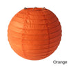An orange paper lantern with a round, pleated design.