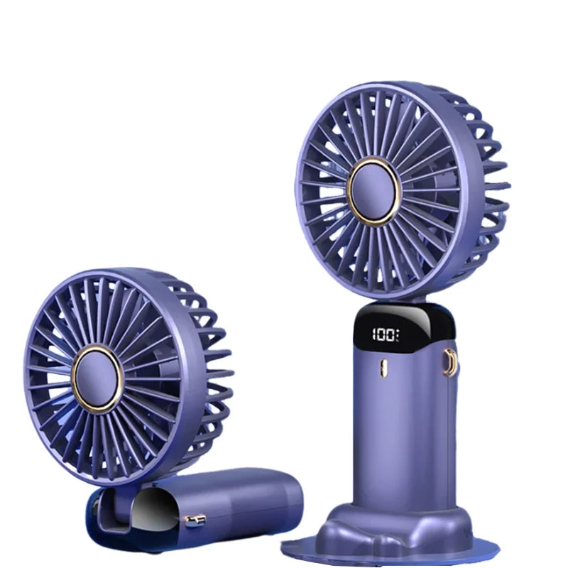Portable USB Rechargeable Mini Fan with Digital Display