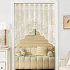 White Sheer Lace Curtain Valance with Floral Jacquard Pattern