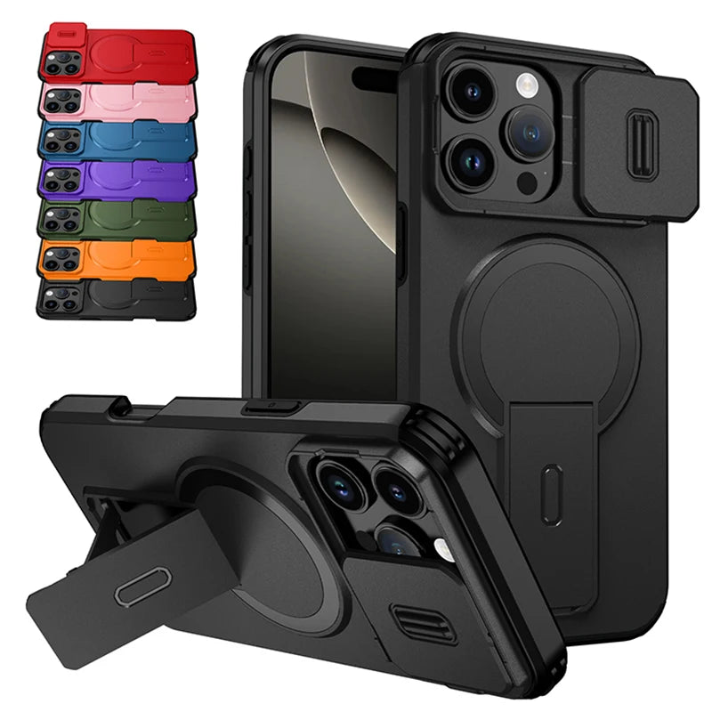 Funda para Teléfono con Soporte Magnético y Protección de Lente