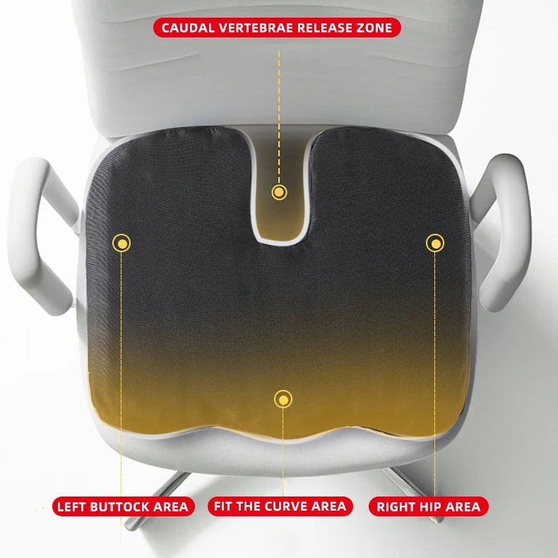 Ergonomic U-Shaped Memory Foam Seat Cushion for Coccyx Pain Relief