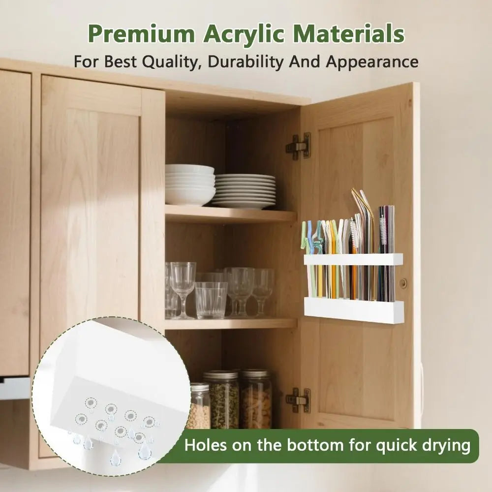 Acrylic Wall-Mounted Straw and Utensil Holder