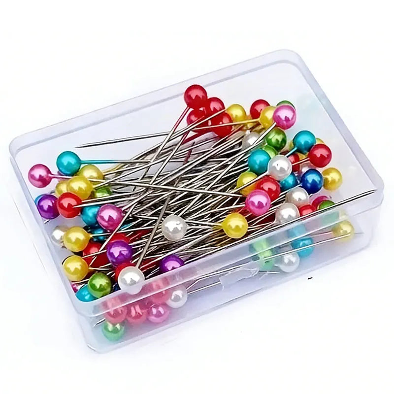 Colorful Glass Head Sewing Pins (100-Piece Set)