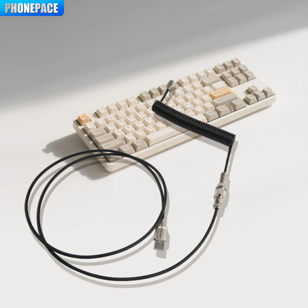 Retractable Coiled USB Cable for Mechanical Keyboards