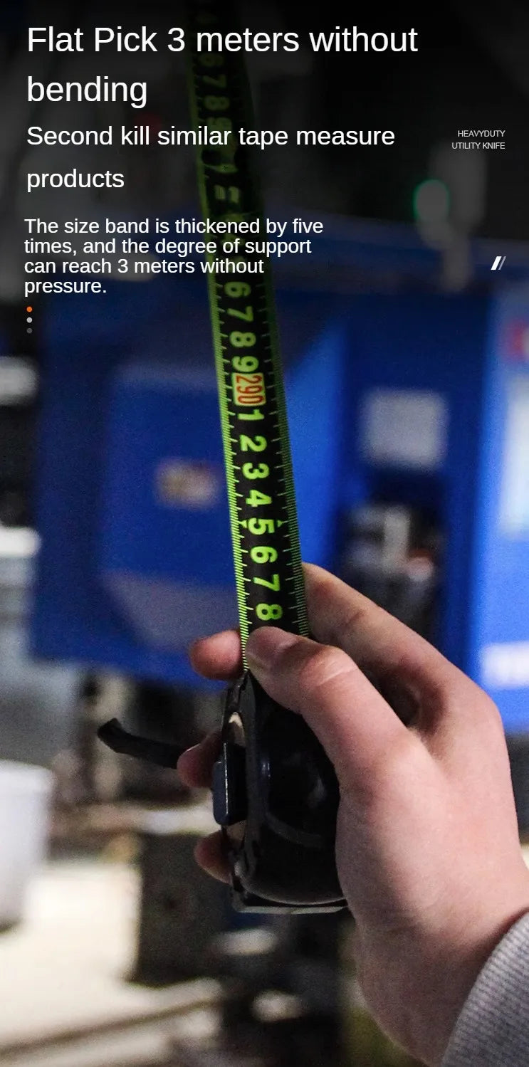 5m Fluorescent Steel Tape Measure with Self-Locking Mechanism