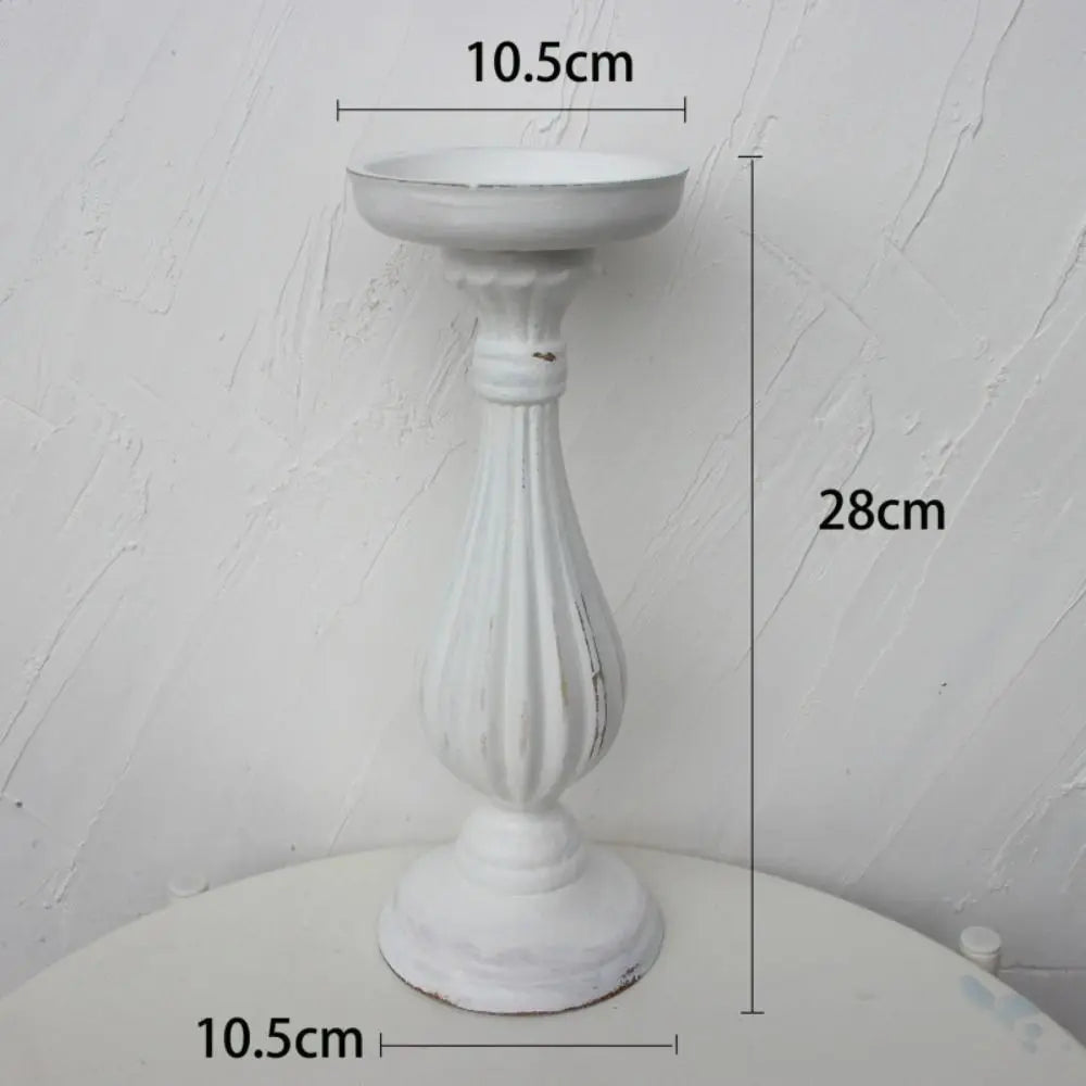 Set of 3 Wooden Candlestick Holders - Antique Style Decor