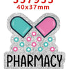 Glitter acrylic nurse badge charms set with dimensions 40x37mm