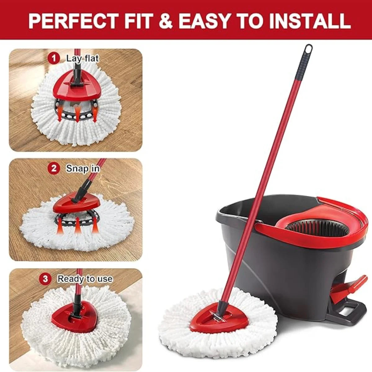 Replacement Mop Head and Brush Set for O-Cedar & Vileda EasyWring