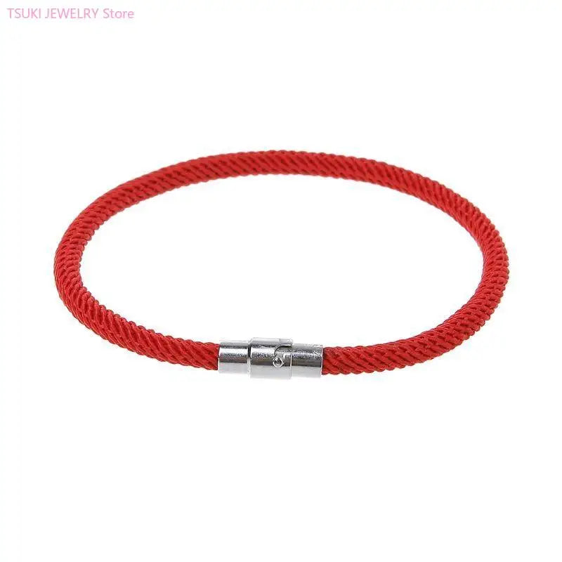 Rot-Schwarzes Geflochtenes Kabbala-Armband mit Magnetverschluss