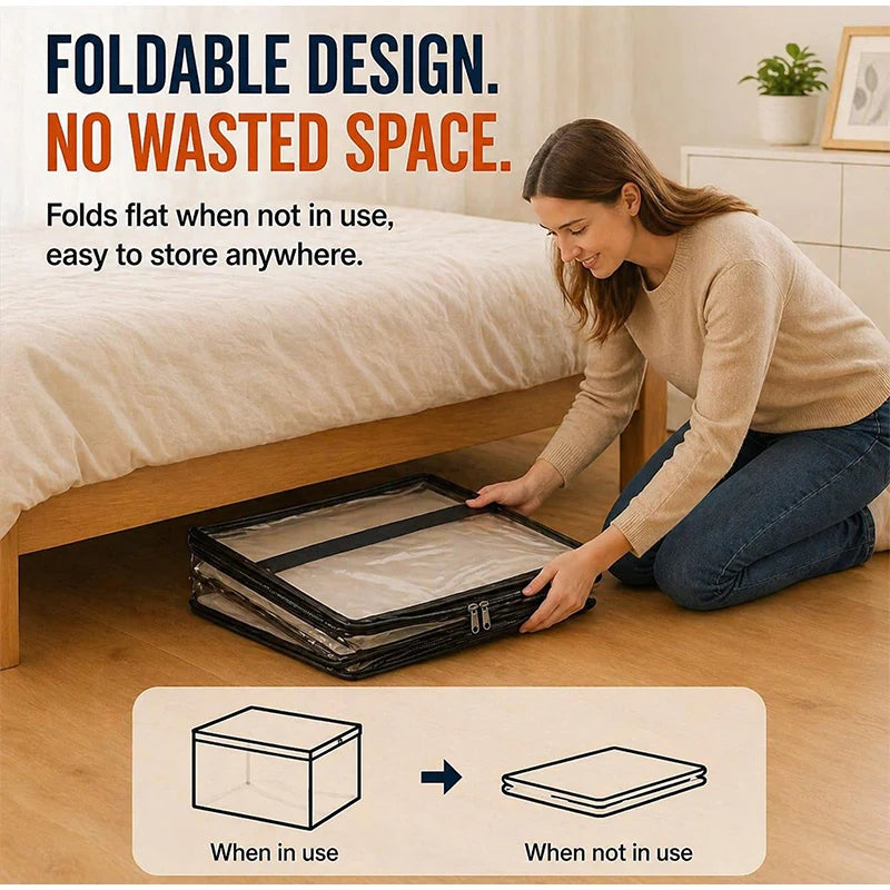 Large Clear PVC Storage Box with Hinged Lid