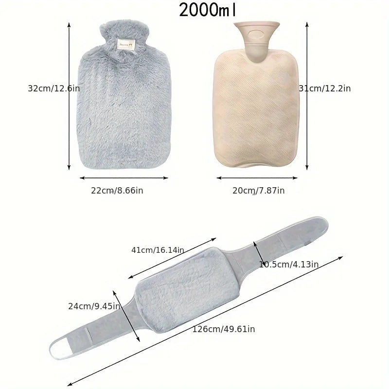 Cozy Plush Hot Water Bottle with Soft Cover – Reusable Hand Warmer & Pain Relief
