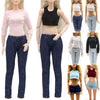 A collection of fashion doll clothing sets featuring various styles and colors for 11.5-inch dolls.