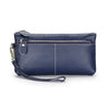 Genuine Cowhide Leather Long Wallet with Zipper Closure