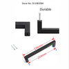 Matte black stainless steel cabinet pulls including a mounting screw and a long pull bar.