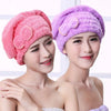 Two women modeling pink and purple microfibre quick-dry hair towel wraps with bowknot