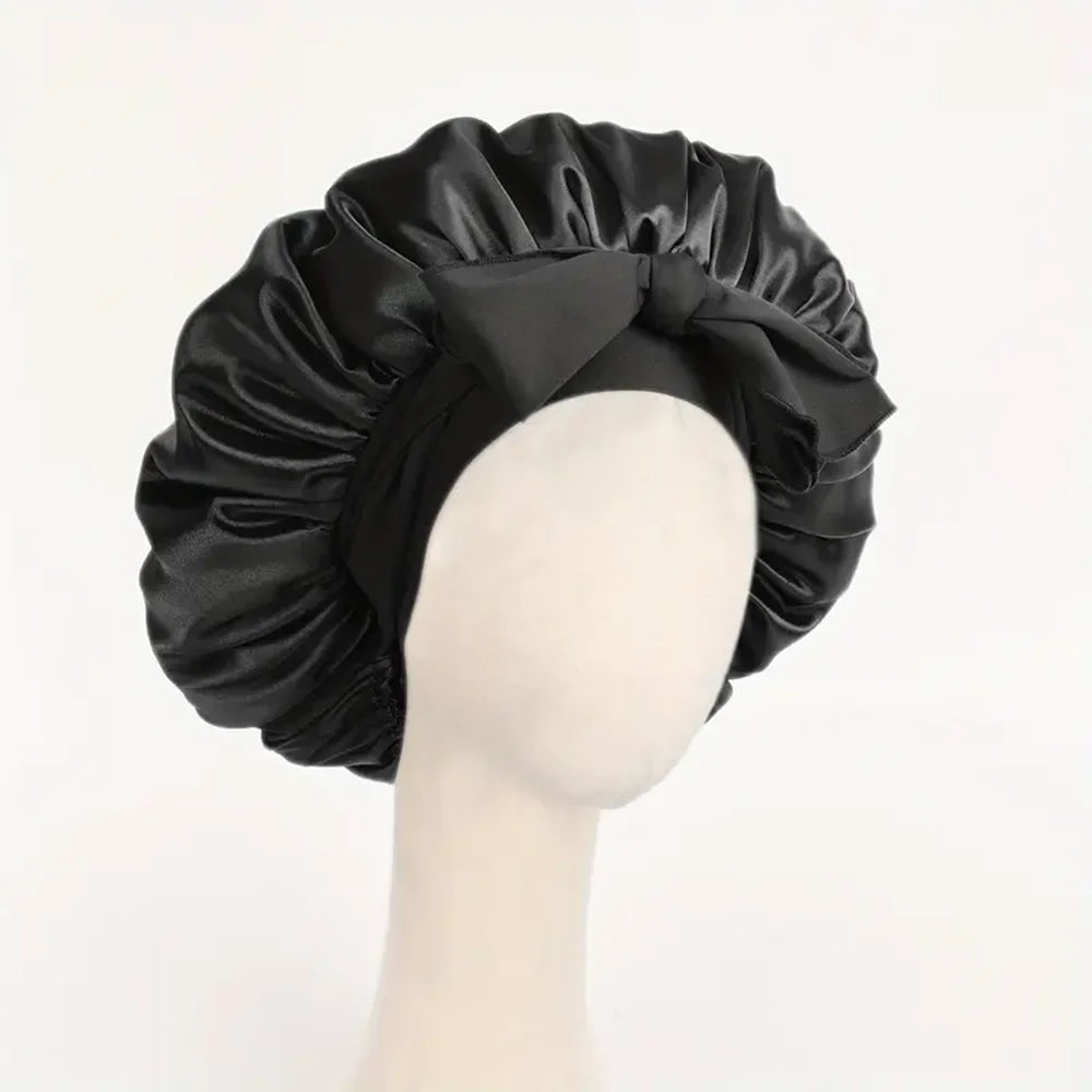 Adjustable Satin Sleep Bonnet with Tie Band