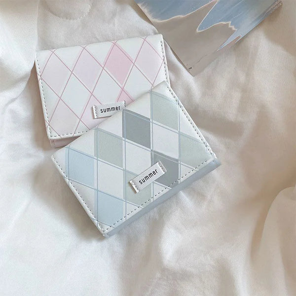 Minimalist PU Leather Argyle Wallet
