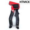 Red hand riveter tool with black grips and a square driver plate