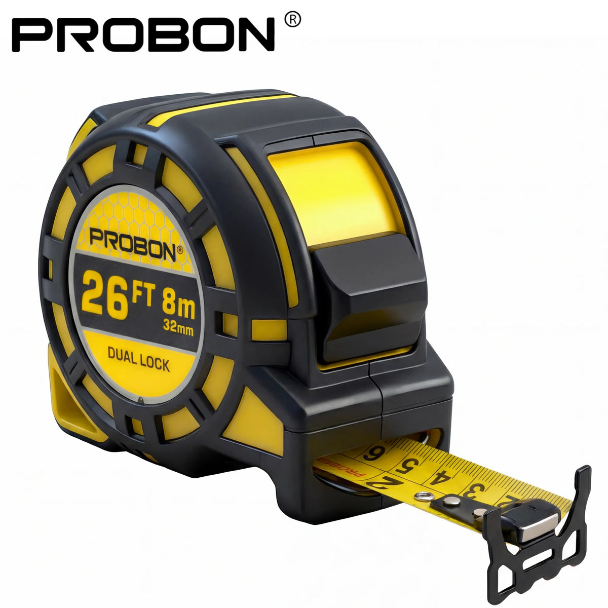 Professional 8m/26ft Tape Measure with Magnetic Hook and Belt Clip