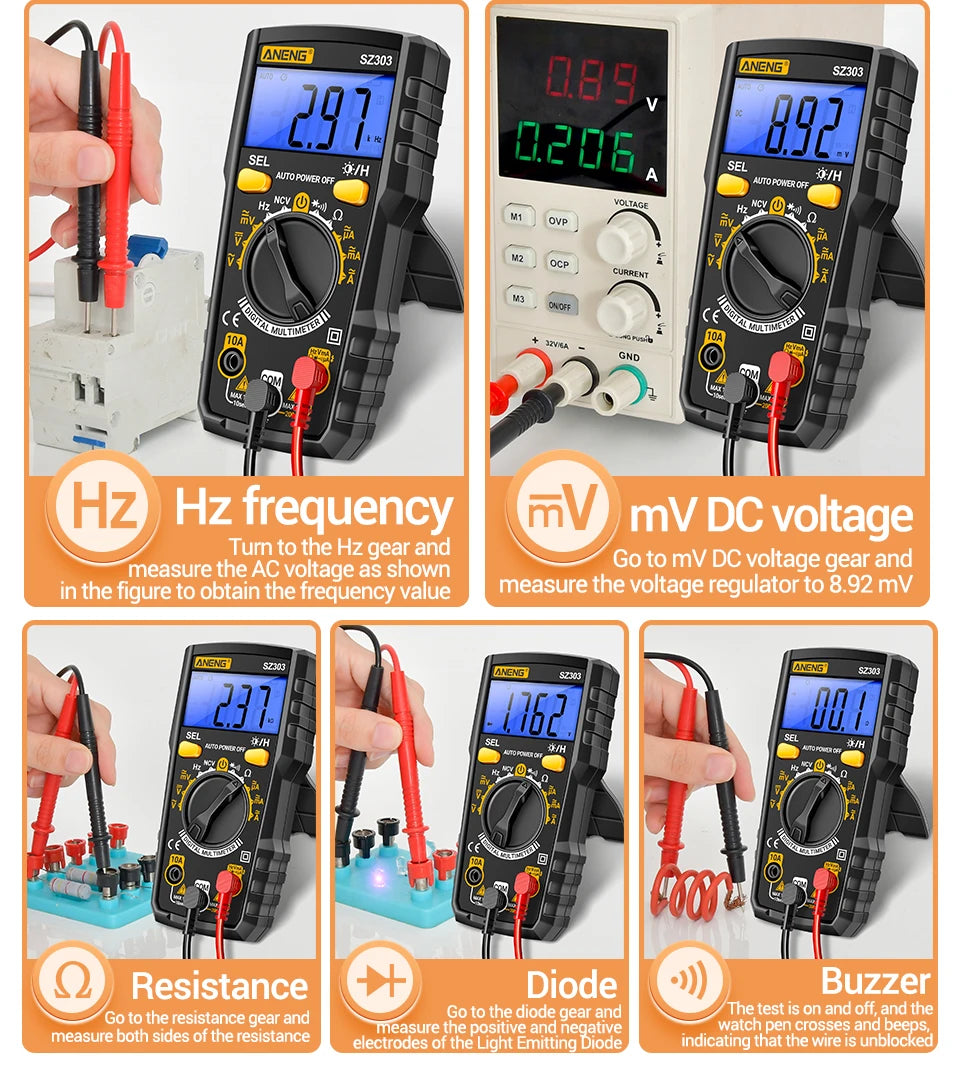 Digital Multimeter with NCV, Auto-Ranging and LCD Backlit Display