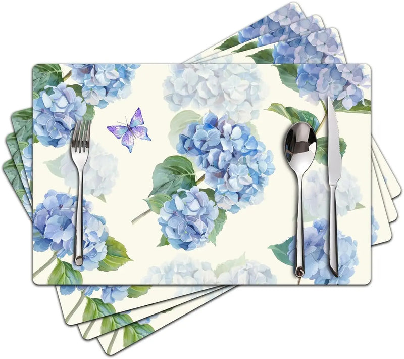Floral Linen Placemats for Dining Table