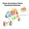 A white interactive baby learning table with colorful accessory colors randomly selected, featuring animal figures and piano 