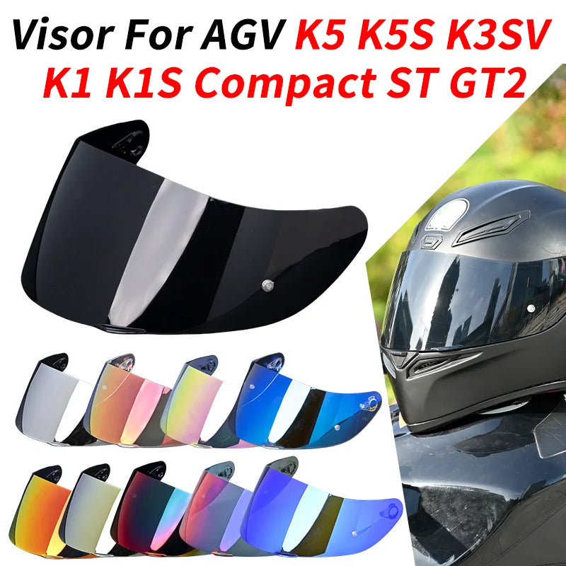 A variety of tint visor lenses for AGV K5 K5S K3SV K1 K1S Compact ST GT2 motorcycle helmets.