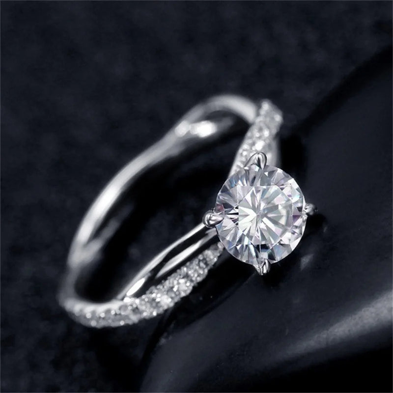 Two-Tone Princess Cut CZ Engagement Ring