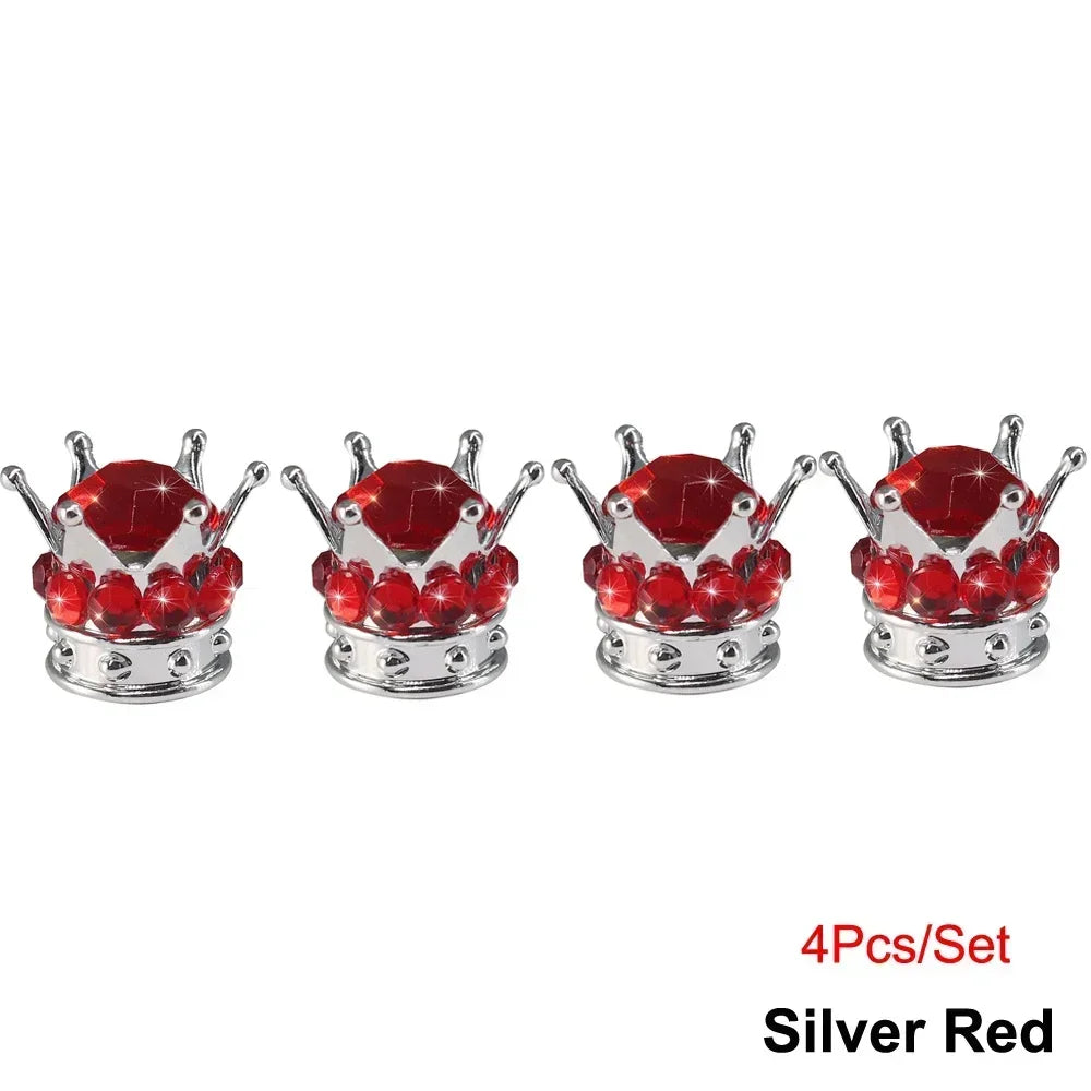 Crystal Crown Tire Valve Caps - Set of 4