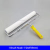A silver paint roller with a white foam brush head and an aluminum alloy shelf is shown.