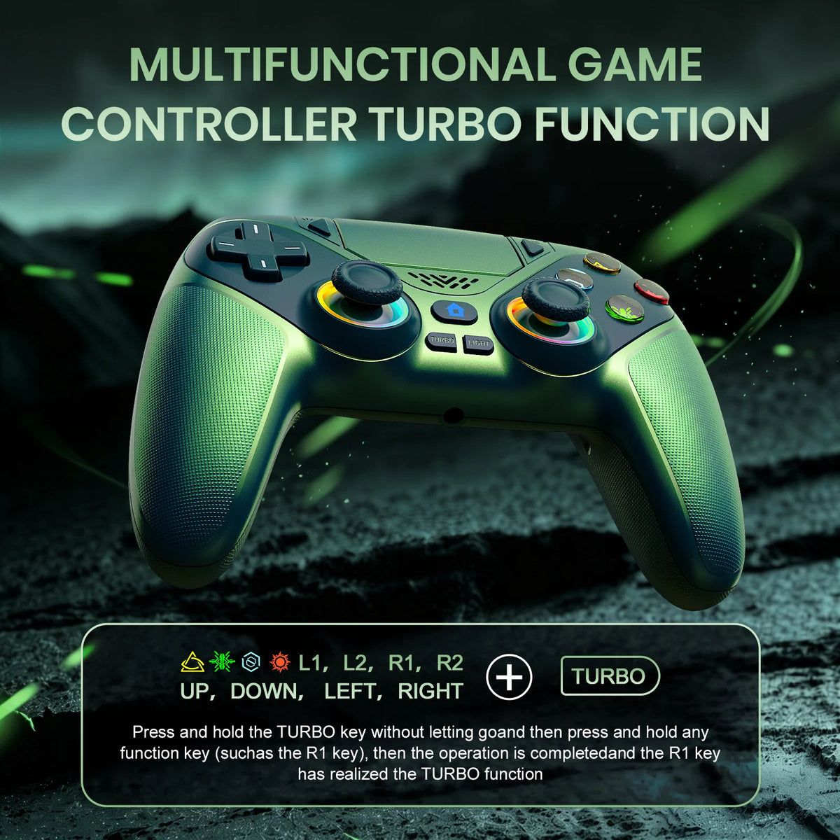 RGB LED Wireless Controller for PS5 and PC Gaming