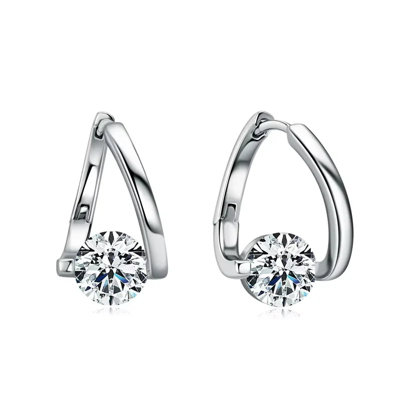 925 Sterling Silver Huggie Hoop Earrings with Moissanite