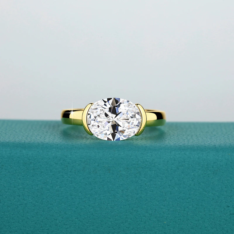 14K Gold Oval Moissanite Ring