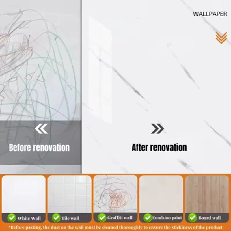 Marble Effect Peel-and-Stick Wall Wallpaper - Waterproof & Easy Install