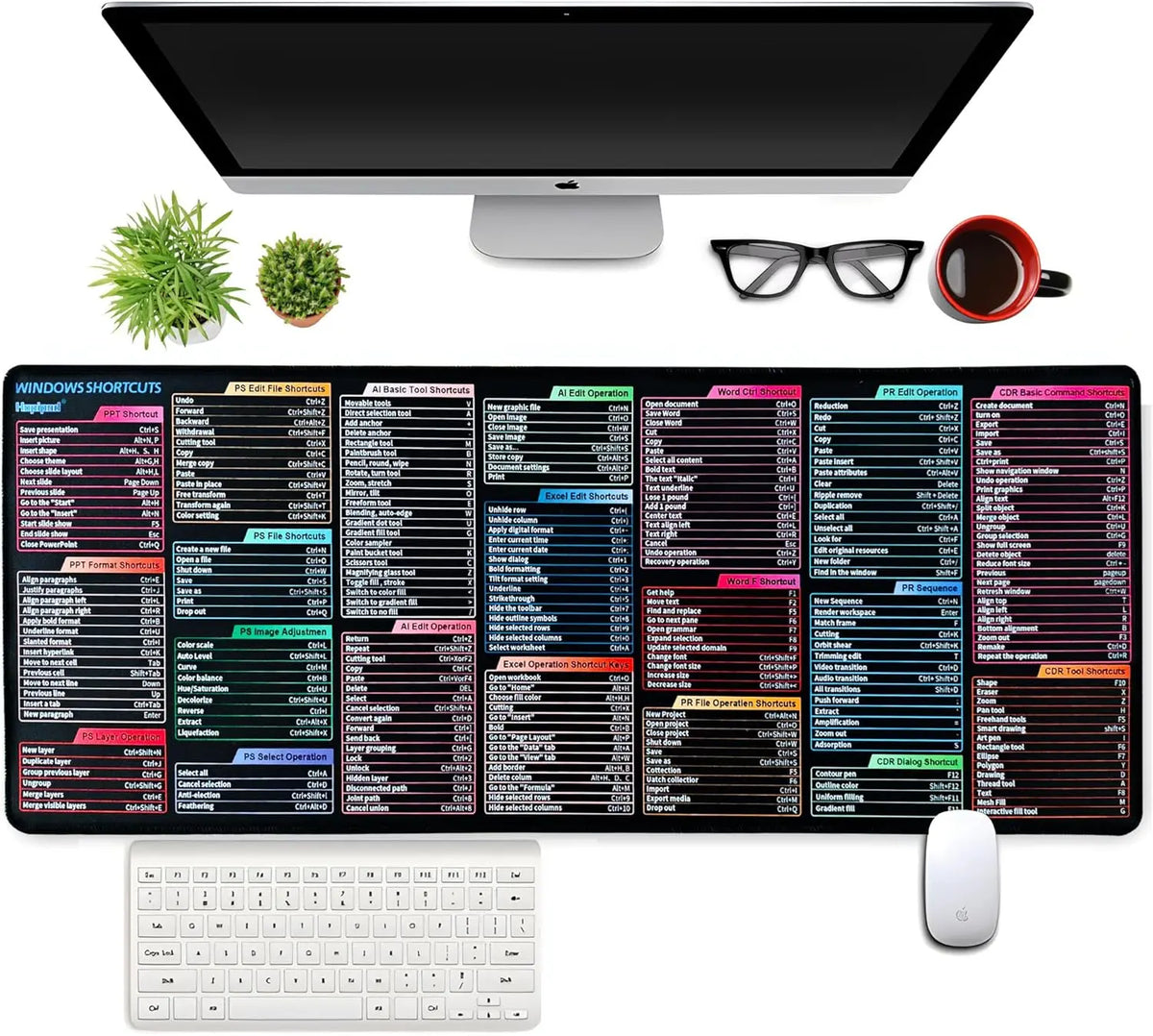 Excel Shortcut Large Mouse Pad with Stitched Edges