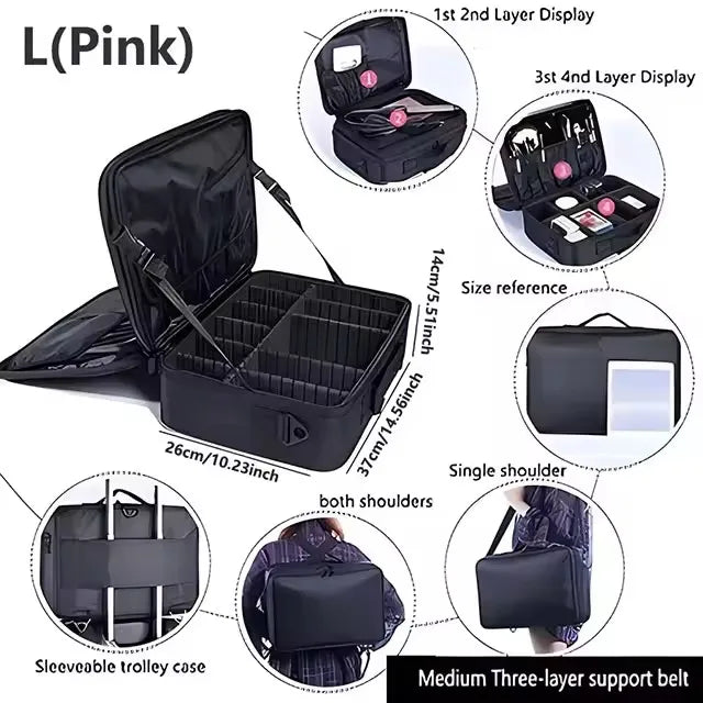 Large Capacity Waterproof Makeup Bag with Zipper Closure