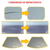 Comparison of repair effects showing crack healing and surface damage restoration.