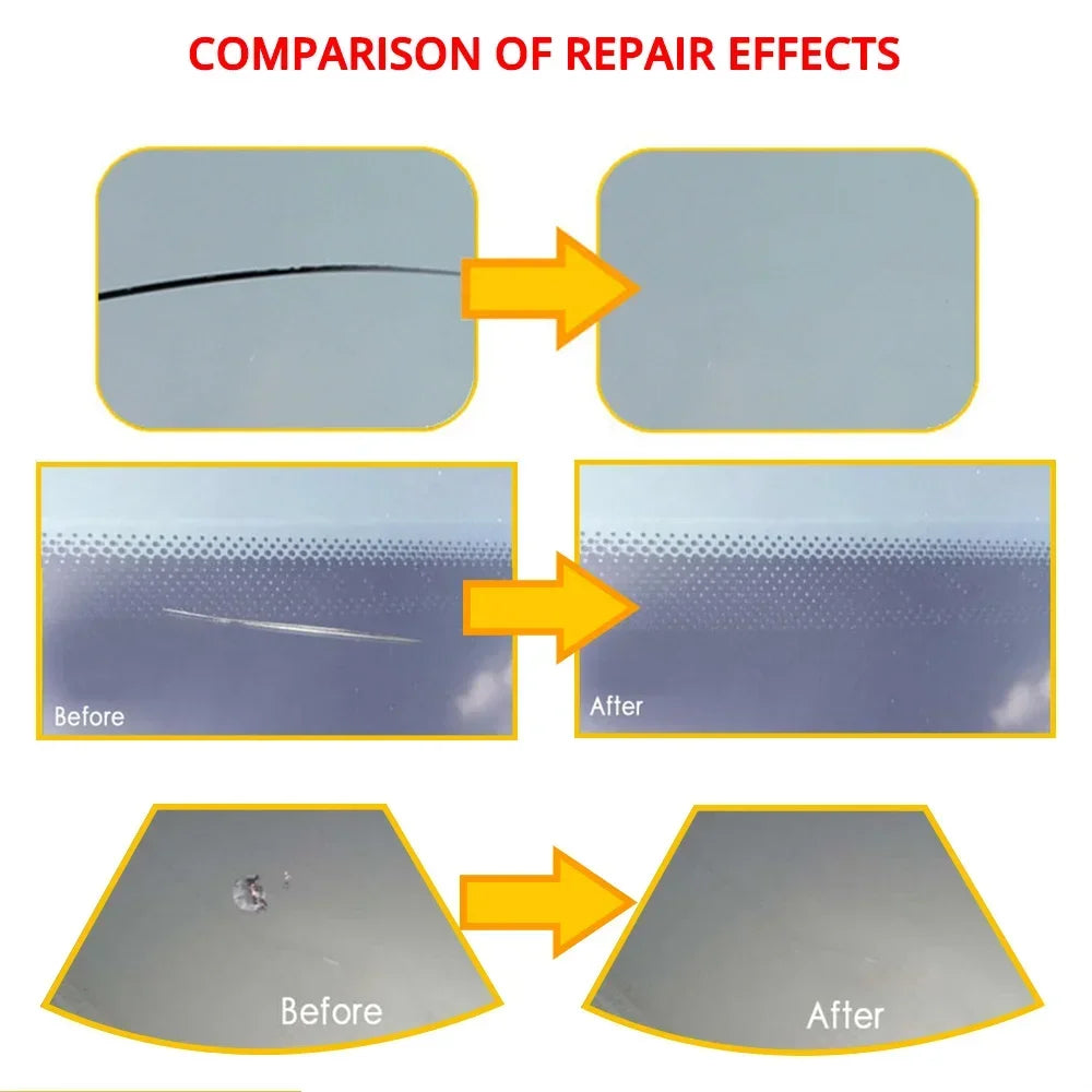 Comparison of repair effects showing crack healing and surface damage restoration.